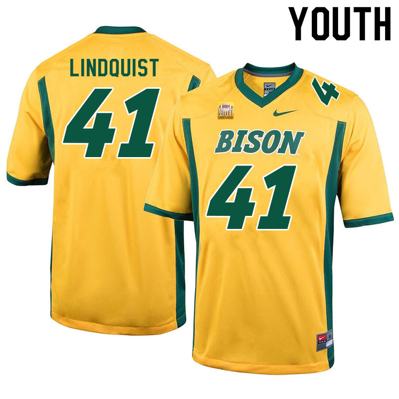 Youth #41 Cody Lindquist North Dakota State Bison College Football Jerseys Sale-Yellow - Click Image to Close